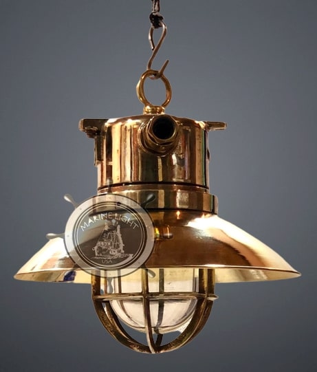 Nautical Japanese Hanging Light with Defector Shade Cover