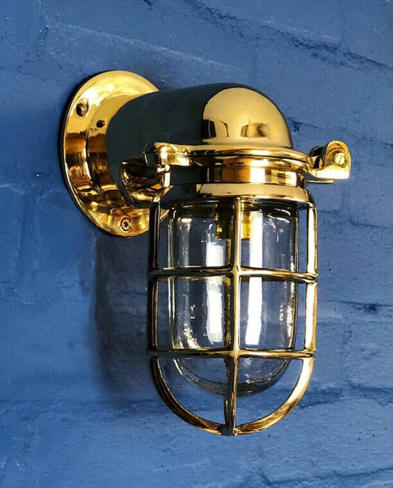 Vintage Style Marine Antique Brass Wall Mount Nautical Indoor-Outdoor Bulkhead Light Fixture