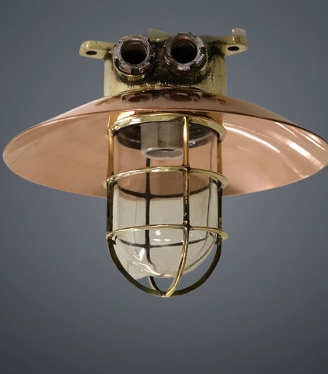 Clear Glass Nautical Ceiling Lamp Light with Copper Shade