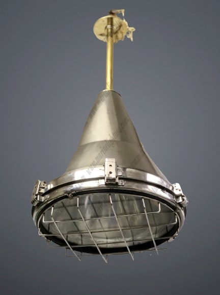 Aluminum Ship Salvaged Conical Ceiling Pendant Light